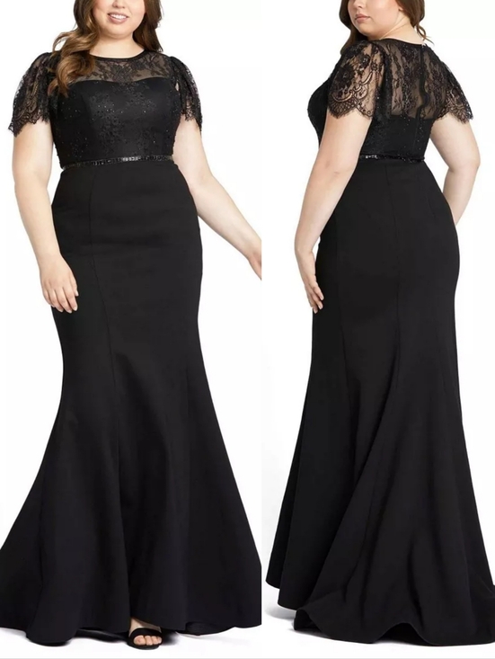 Mac Duggal Dresses & Skirts - Mac Duggal Plus Plus Lace Illusion High Neck Cap Sleeve Gown Size 14w